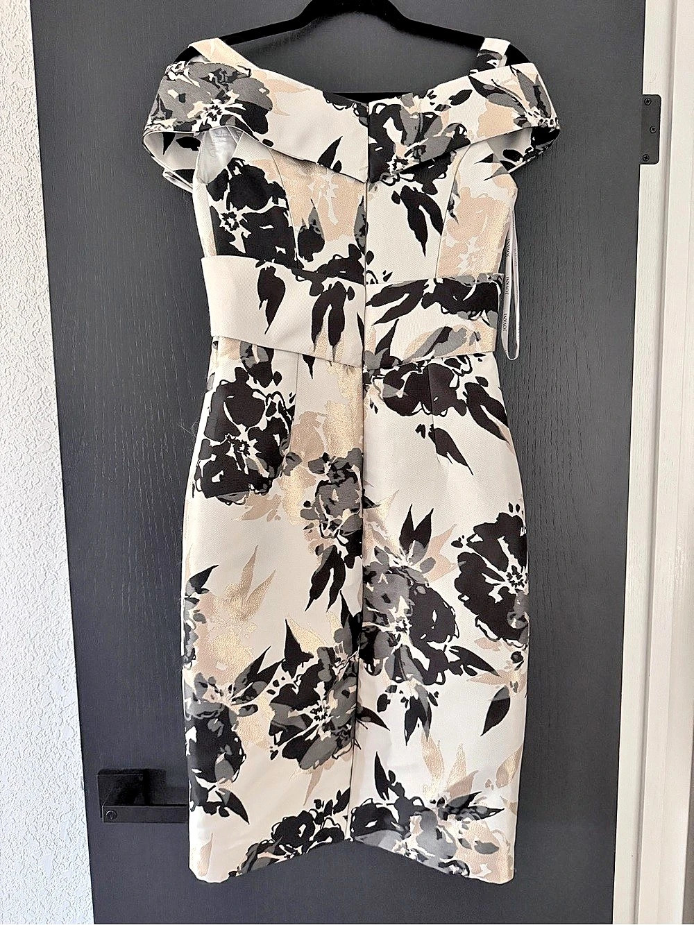 JONES NEW YORK Floral Midi Dress in Cream & Black Size 10